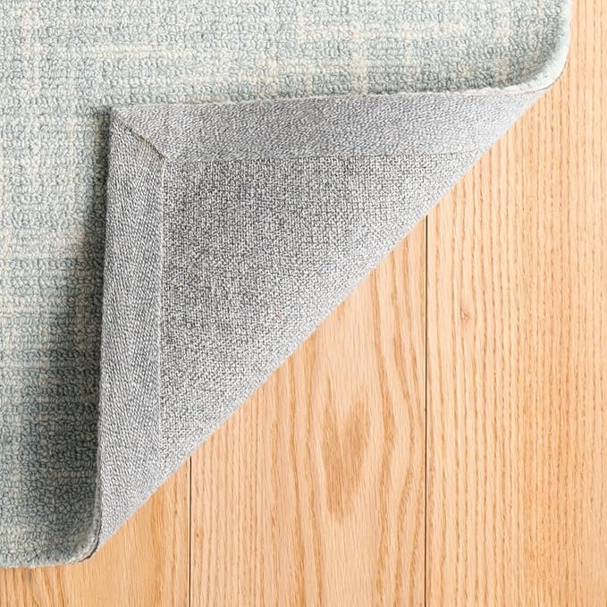 Dash & Albert Crosshatch Sky Hand Micro Hooked Wool Rug, 7.5 X 9.5 Feet, Blue Solid Pattern