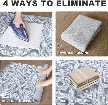 KILOCOCO Hallway Runner Rug 2'x8' Runners for Hallways Washable Runner Rug Non Slip Laundry Room Rugs Low-Pile Runners for Bedroom Kitchen Living Room Boho Rugs, Grey White