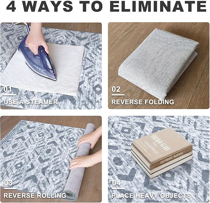 KILOCOCO Hallway Runner Rug 3'x10' Washable Printed Moroccan Runner Rug Non Slip Entryway Runners Soft Indoor Long Floor Rugs for Bedroom Kitchen Living Room Geometric Boho Carpet Runners, Grey White