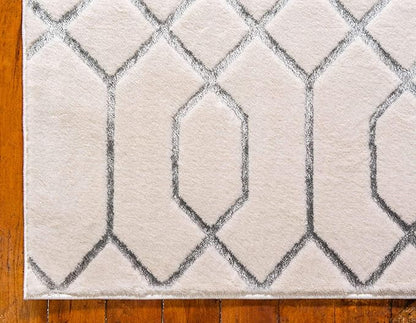 Marilyn Monroe Glam Collection Area Rug - Trellis (9'x 12' Rectangle, White Silver/ Silver)