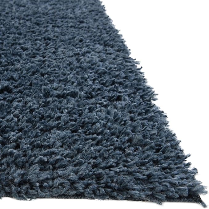 Unique Loom Davos Shag Collection Area Rug - Solid (2' 7" x 16' 5" Runner, Marine Blue)
