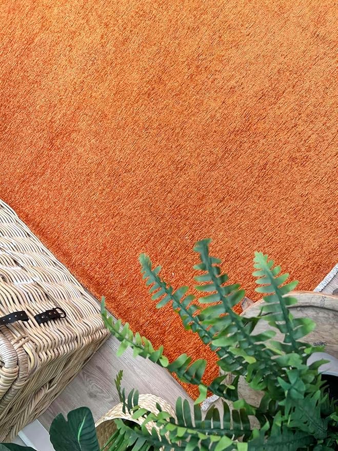 Alfa Rich 9x12 Orange Area Rugs for Living Room Bedroom Kitchen Decor Cotton Washable Pet Friendly