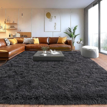 Upgrade Non-Slip Plush Rugs for Living Room, Soft Shaggy Carpets for Living Room, Fuzzy Rugs for Kids' Room, Perfect Decor for Modern Home Charcoal 6x9 Feet