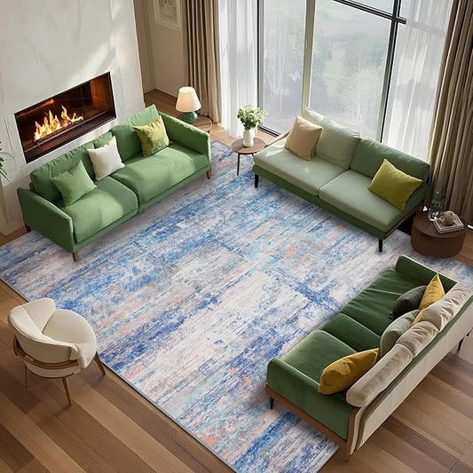 Abstract 6x9 Area Rug for Living Room Dining Room Office Bedroom Blue