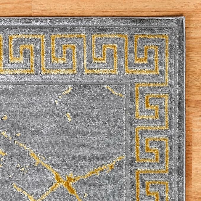 GLORY RUGS Area Rugs Marble 2x7 Gray Gold Carpet Modern Abstract Rug Living Room Dining Bedroom Rug
