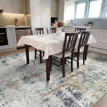Washable Area Rug for Living Room 6x9 - Neutral Modern Abstract Rugs, Soft Non Slip Carpet with for Bedroom, Under Dining Room Table, Home, Office, Dorm - Green Yellow