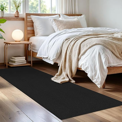IOHOUZE Washable Runner Rug 2x6 Non Slip Runners for Hallways Entryway Runner Indoor, Kitchen Rugs Woven Cotton Floor Carpet for Kitchen Hall Entrance Bedroom, Black/Grey