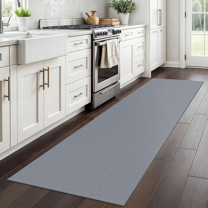 Braided Runner Rug 2x8 Ft Washable Runners for Hallways Kitchen Runner Rug with Rubber Backing Cotton Entryway Runner Indoor, Woven Floor Carpet for Hall Kitchen Bedroom, Light Gray