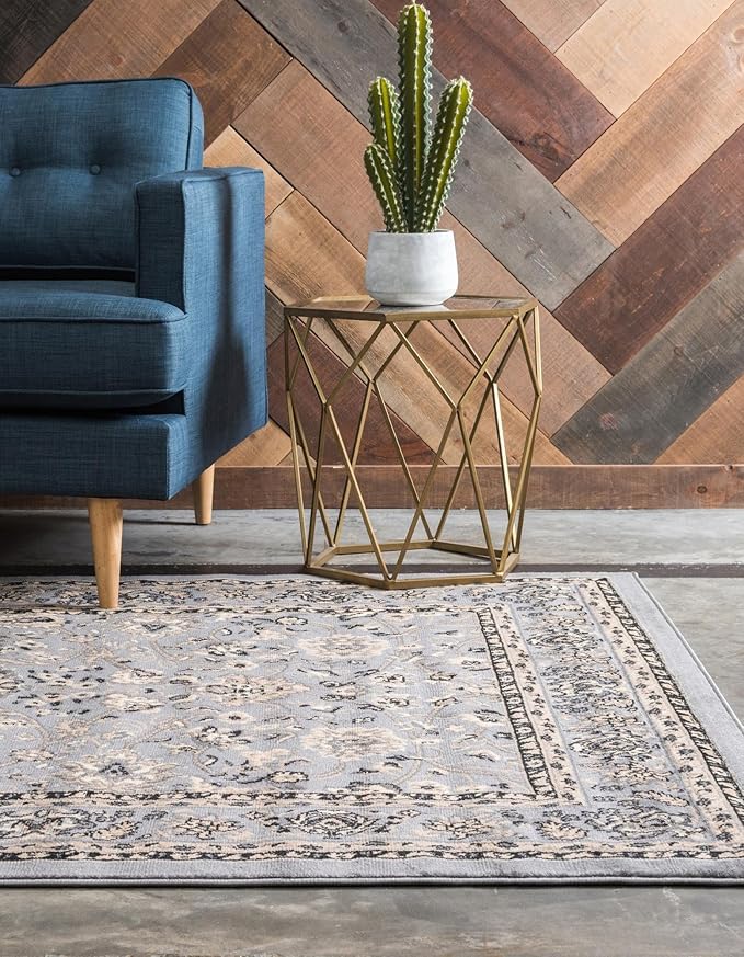 Rugs.com Yasmin Collection Rug – 9' x 12' Gray Medium Rug Perfect for Living Rooms, Large Dining Rooms, Open Floorplans
