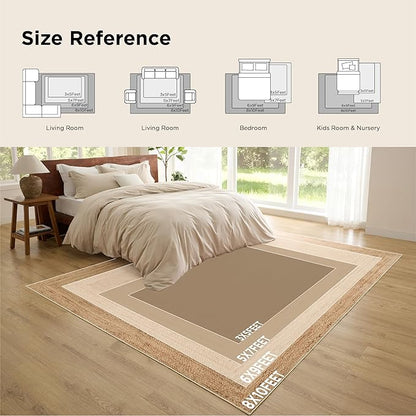 Bedsure 3x5 Printed Jute Rug for Living Room, Machine Washable Rugs, Jute-Look Rug, Non-Slip Backing, Non-Shedding