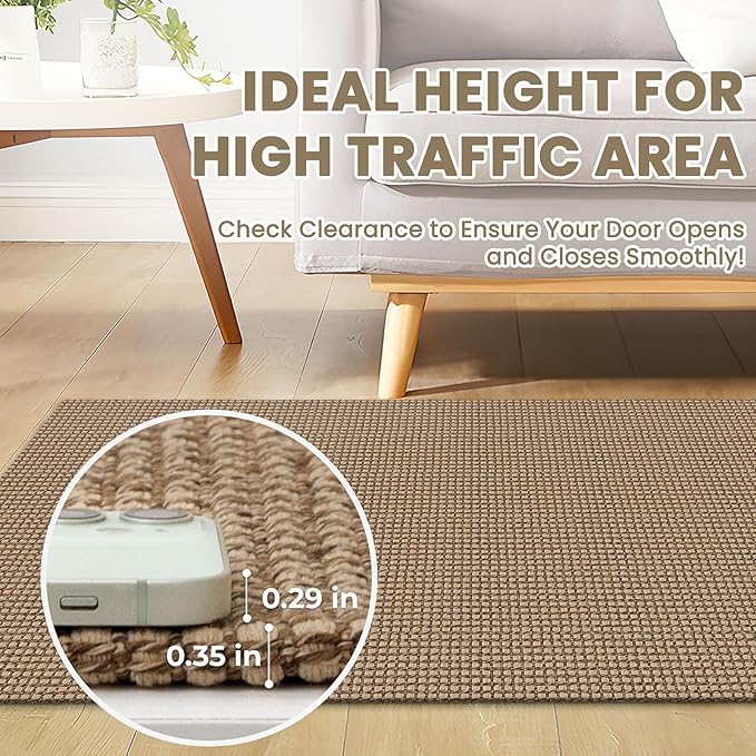 Braided Runner Rug 2x8 Ft Washable Runners for Hallways Non Slip Kitchen Runner Rug Cotton Entryway Runner Indoor, Woven Floor Carpet for Hall Kitchen Bedroom, Orange/Tan/Brown