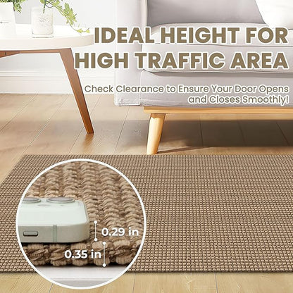 Braided Runner Rug 3x16 Ft Washable Runners for Hallways Non Slip Kitchen Runner Rug Cotton Long Entryway Runner Indoor, Woven Carpet for Hall Stair Entryway, Orange/Tan/Brown