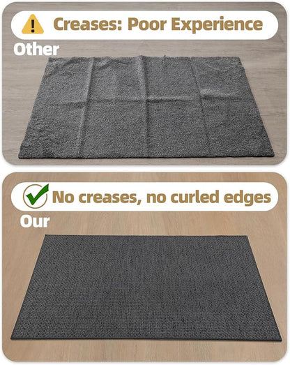 Color&Geometry Ultra-Thin Indoor Door Mat, 32"x48" Low-Profile Non-Slip Entryway Rug with Modern Geometric Texture, Washable Doormat for Indoor Entrance, Front Door, Grey (Rolled-up NO Creases)