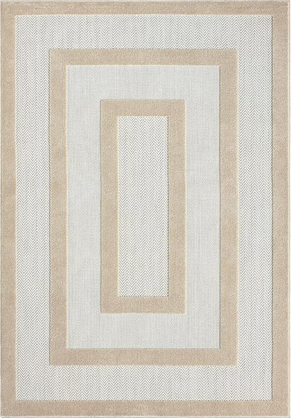 Abani Area Rugs - Modern Minimalist Pattern - Cream Rug for Living Room, Bedroom, Dining Room - Indoor/Outdoor - Easy to Clean - Non-Shedding - 6' x 9"