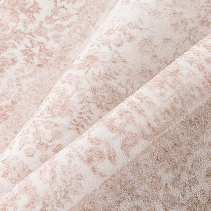 Pink Area Rug 5x8 Machine Washable Vintage Living Room Distressed Non Slip Carpet Traditional Indoor Bedroom Retro Floral Accent Throw Large Rug Office Kitchen Bathroom Dining Room