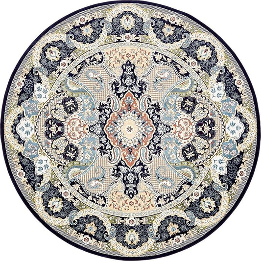 Unique Loom Narenj Collection Classic Traditional Medallion Textured Design Area Rug, 10' 0" x 10' 0", Navy Blue/Tan
