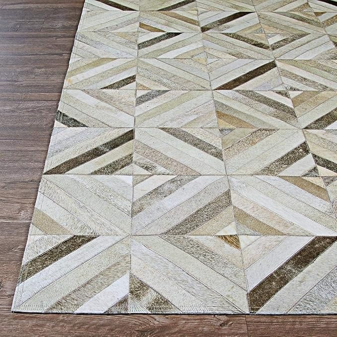 Premium Diamond, Patterned Leather Area Rug, Luxury Non Slip Floor Accent for Dining Room, Leather Area Rug for Living Room, Elegant Collection Indoor Carpet, Color: Grey, Size: 9X12 ft