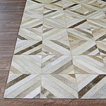 Premium Diamond Patterned Leather Area Rug - 2X3 ft - Grey - Luxury Non Slip Floor Accent for Dining Room, Living Room, Entryway, Elegant Collection Indoor Carpet