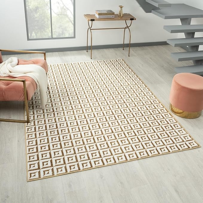 LUXE WEAVERS Geometric Greek Pattern Area Rug, Gold, 6'X9'