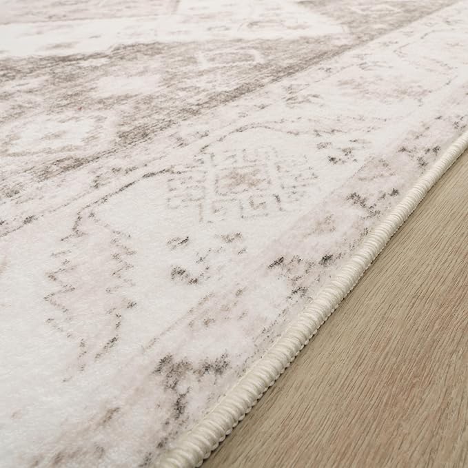 Paco Home Oriental Area Rug with Faded Vintage Look in Beige, Size: 4' x 5'3"