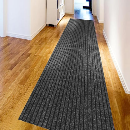 Ottomanson 2'7" x 9' Hallway Runner with Scraper Pile - Extra Durable Non-Slip Rug Mat for Indoor & Outdoor Use - Ideal for Kitchen, Entryway & Garage - High-Traffic Carpet, Black