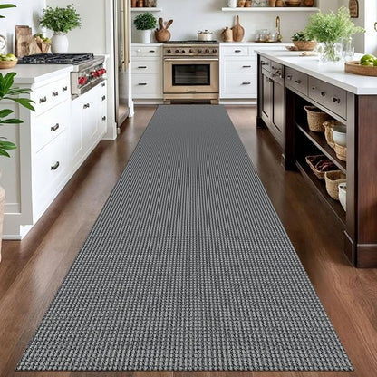 IOHOUZE Washable Exrea Long Hallway Runner Rug 3x14 Non Slip Rubber Backed Kitchen Runner Entryway Runner Indoor, Woven Rugs Floor Carpet for Kitchen Hall Entryway Stair,Dark Grey