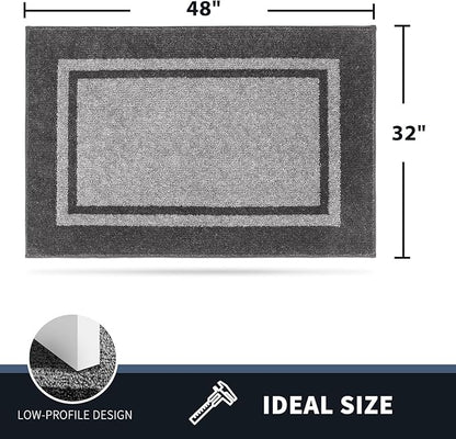 PURRUGS Dirt Trapping Door Mat 32" x 48", Non-Slip/Skid Machine Washable Entryway Rug, Shoes Scraper, Area Rug, Super Absorbent Welcome Mat for Muddy Wet Shoes and Paws, Light Grey & Dark Grey