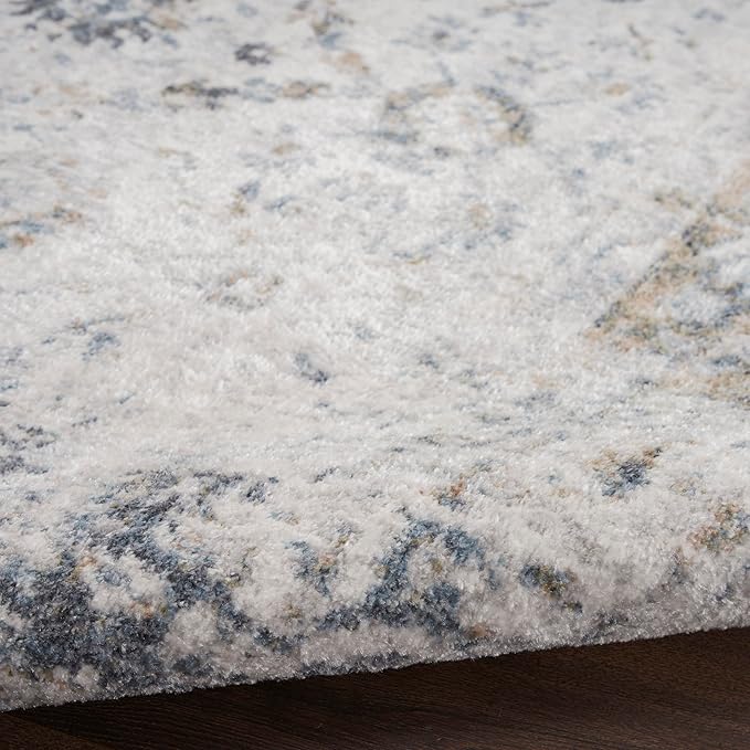 Nourison Home Astra Machine Washable Ivory Blue 6'7" x 9' Area Rug - Easy Clean, Non Shedding, Bed Room, Living Room, Dining Room, Kitchen (7' x 9')