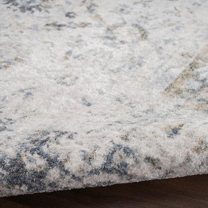 Nourison Home Astra Machine Washable Ivory Blue 6'7" x 9' Area Rug - Easy Clean, Non Shedding, Bed Room, Living Room, Dining Room, Kitchen (7' x 9')