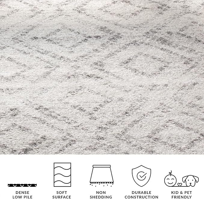 SAFAVIEH Adirondack Collection Area Rug - 8' Square, Light Grey & Grey, Modern Diamond Distressed Design, Non-Shedding & Easy Care, Ideal for High Traffic Areas in Living Room, Bedroom (ADR131C)