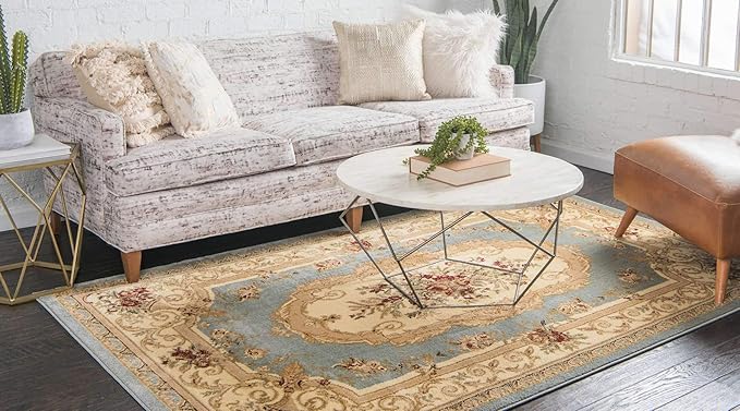 Unique Loom Versailles Collection Traditional Classic Floral Motif Area Rug (2' 2 x 3' 0 Rectangular, Slate Blue/ Ivory)