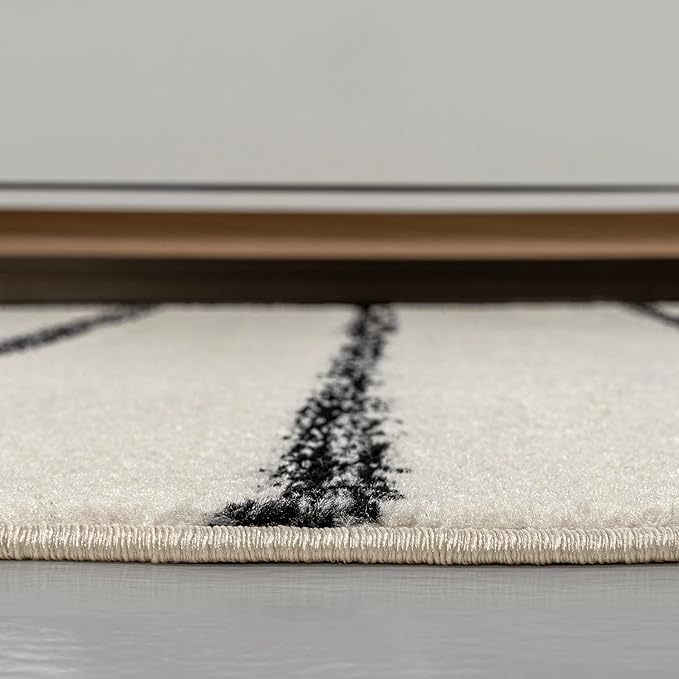 JONATHAN Y Williamsburg Minimalist Stripe Cream/Black Indoor Area Rug, 4x6, Contemporary, Modern, Easy-Cleaning for Living Room, Bedroom, Kitchen, Pet Friendly, Non-Shedding (MOH201D-4)
