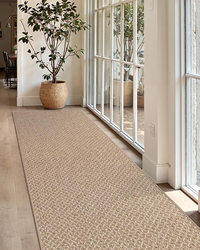Color&Geometry Door Mat 3'x10' Runner Rug with Rubber Backing, Non Slip Washable Hallway Runner Kitchen Runner Rug, Carpet Runners for Hallway Living Room Bedroom, Beige (Rolled-up NO Creases)