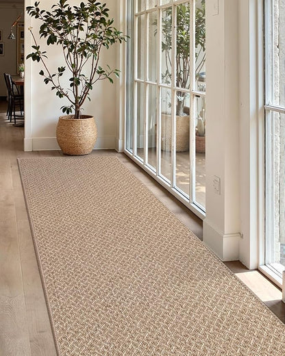 Color&Geometry Door Mat 3'x10' Runner Rug with Rubber Backing, Non Slip Washable Hallway Runner Kitchen Runner Rug, Carpet Runners for Hallway Living Room Bedroom, Beige (Rolled-up NO Creases)
