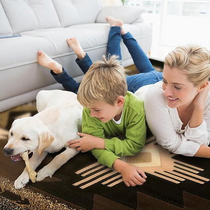 YHSF South West Native American Area Rug C318 - Easy Clean, Thick, Soft, Durable Native Tribal American Indian Inspired Rug for Bedroom/Living Room and More - Chocolate Brown, 5 ft 11 in x 8 ft 6 in