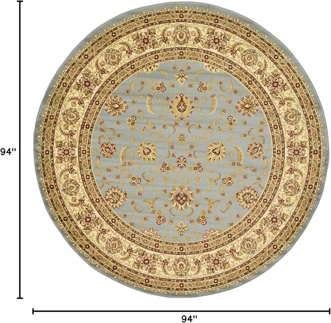 Unique Loom Voyage Collection Traditional Oriental Classic Intricate Design Area Rug (8' 0 x 8' 0 Round, Light Blue/Gold)
