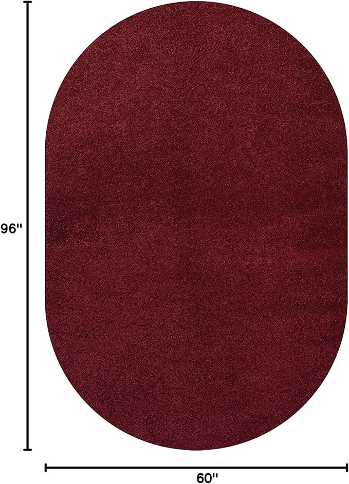 Eyely UES100Q-5OV Supersoft Haze Solid Low-Pile Indoor Area Rug, Coastal, Bohemian, Minimalist, Classic, Casual for Bedroom,Kitchen,Living Room,Non Shedding,Easy-Washing, Red, 5 X 8 Oval