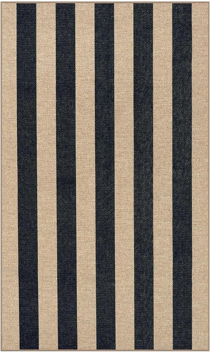 Lahome Striped Easy Jute Outdoor Patio Rug, 3x5 Washable Rugs for Entryway Porch, Farmhouse Neutral Non Shedding Indoor Outdoor Carpet for Entry Kitchen Guestroom Deck Foyer