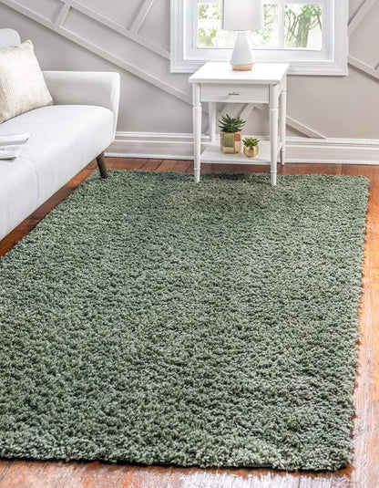Unique Loom Davos Shag Collection Area Rug - Solid (10' x 13' Rectangle, Sage)