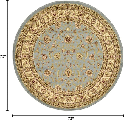 Unique Loom Voyage Collection Traditional Oriental Classic Intricate Design Area Rug (6' 0 x 6' 0 Round, Light Blue/Gold)