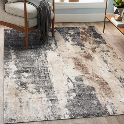 LUXE WEAVERS Euston Collection Gray-Gray 5x7 Modern Abstract Area Rug