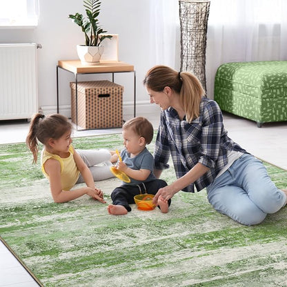 Abstract 6x9 Area Rug for Living Room Dining Room Home Office Bedroom Sage Green