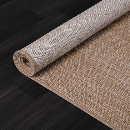 Beverly Rug Indoor Outdoor Rug 8x10, Washable Outside Carpet for Patio, Deck, Porch, Solid Modern Area Rug, Water Resistant, Jute Beige