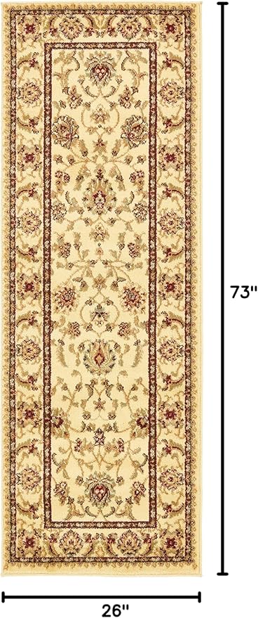 Unique Loom Voyage Collection Traditional Oriental Classic Intricate Design Area Rug (2' 2 x 6' 0 Runner, Ivory/Gold)