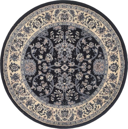 Unique Loom Sialk Hill Collection Area Rug - Washington (4' 1" Round Black/Gray)