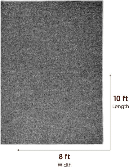 LBRO2M Easy Jute Solid Area Rug 8X10 Washable Rugs for Living Room Bedroom Natural Jute Indoor Outdoor Carpet Durable, Solid Non Shedding Eco Friendly (8X10 Black Gray)