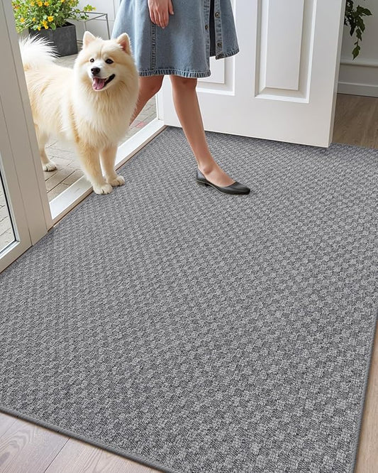 Color&Geometry Large Front Door Mat Indoor Entrance Non Slip Rubber Backed, 36"x56" Indoor Door Mats for Entryway, Dirt Trapper Double Doormat, Washable, Dark Grey (Rolled-up NO Creases)
