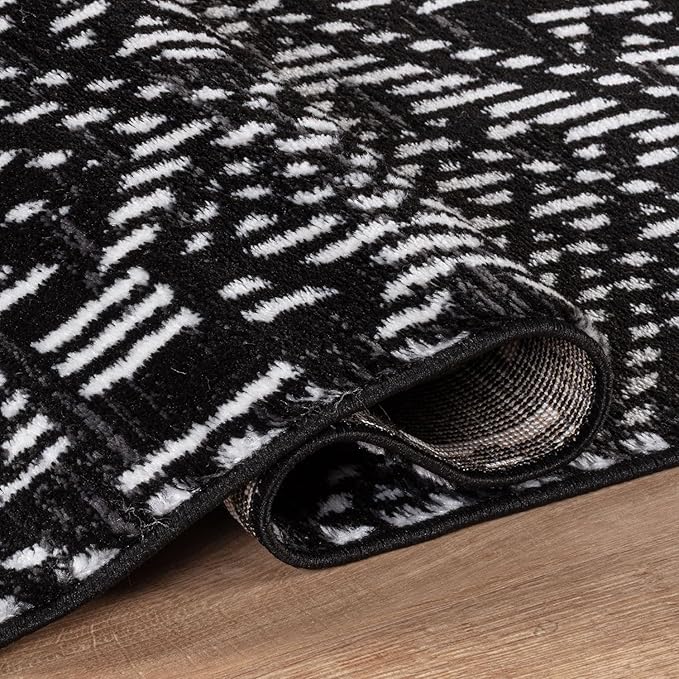 Rugshop Boho Black Tribal Area Rug– Modern Indoor Carpet for Living Room, Bedroom, or Entryway – Non-Shedding, Low Pile Geometric Design 7' 10" x 10'