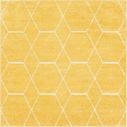 Unique Loom Trellis Frieze Collection Area Rug - Geometric (5' Square, Yellow/ Ivory)