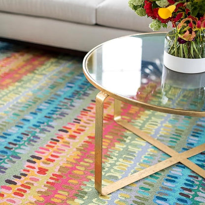 Dash & Albert Paint Chip Stone Hand Micro Hooked Wool Rug, 8.5 X 11.5 Feet, Multicolored Geometric Pattern